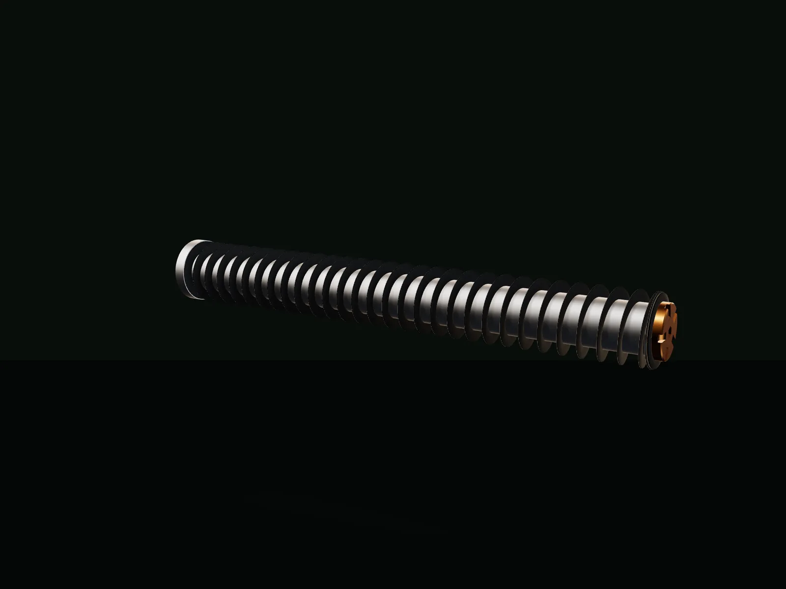 NDZ stainless guide rod assembly, three-quarter view.